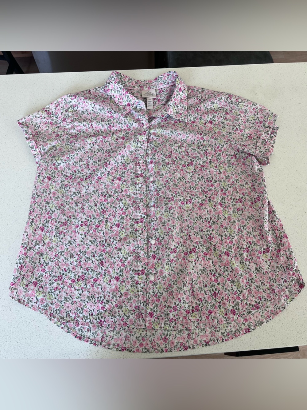 St. John's Bay Pink Floral Button-Down Shirt